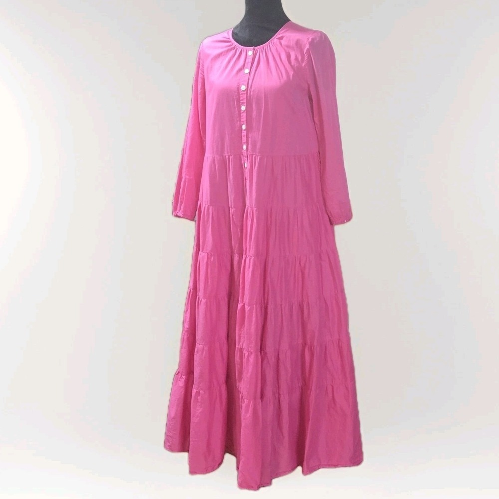 J.Crew Pink Tiered Maxi Dress XS Flowy Cottagecore Garden‎ Party Romantic Long